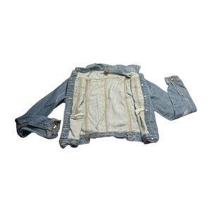 Joujou Distressed Light Wash Denim Trucker Jacket Small